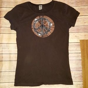 Prana Brown Peace T-shirt Size M
